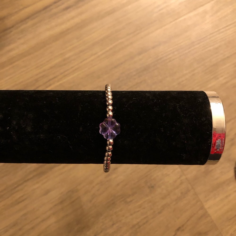 NOGU Purple Flower/silver bracelet of the month bracelet with tags, brand new